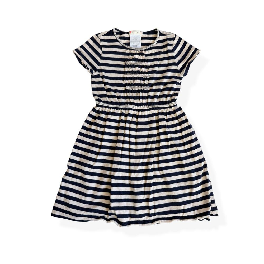 Crewcuts Girls Navy Cream Stripe Dress Toddler 3 Cotton Modal